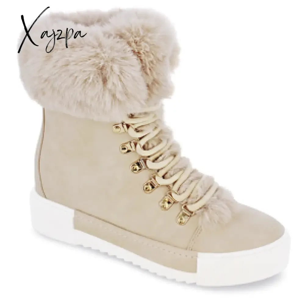 Xajzpa - Women Winter Snow Boots Cute Warm Fur Boots Windproof Shoes